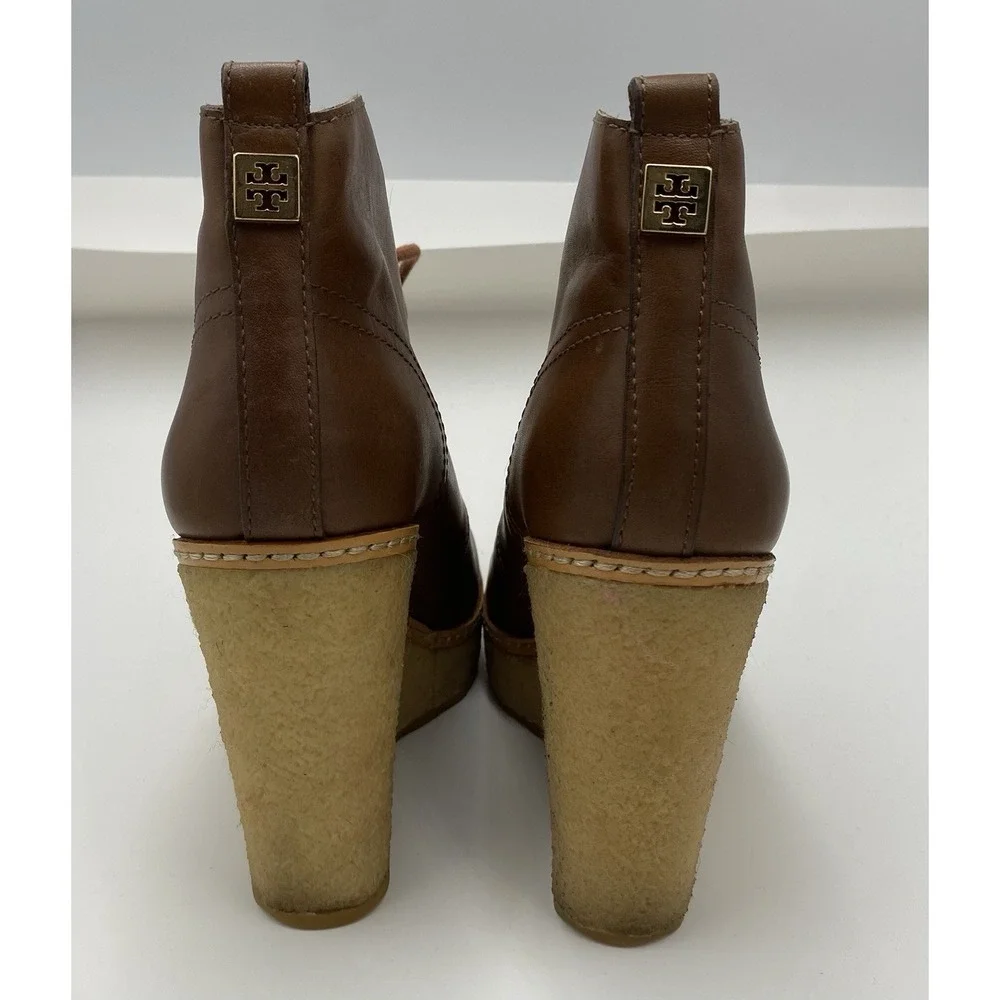 Tory Burch Women's Rabbit‎ Fur Lined Wedge Ankle Boots Brown Size 6